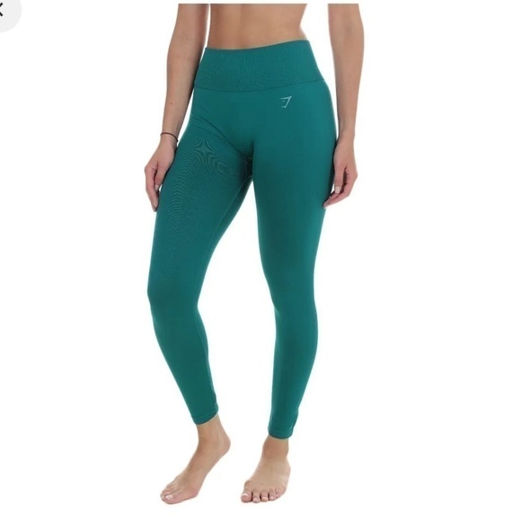 Gymshark Fit Mid Rise Leggings Emerald/Aqua Green Size M - Picture 2 of 9
